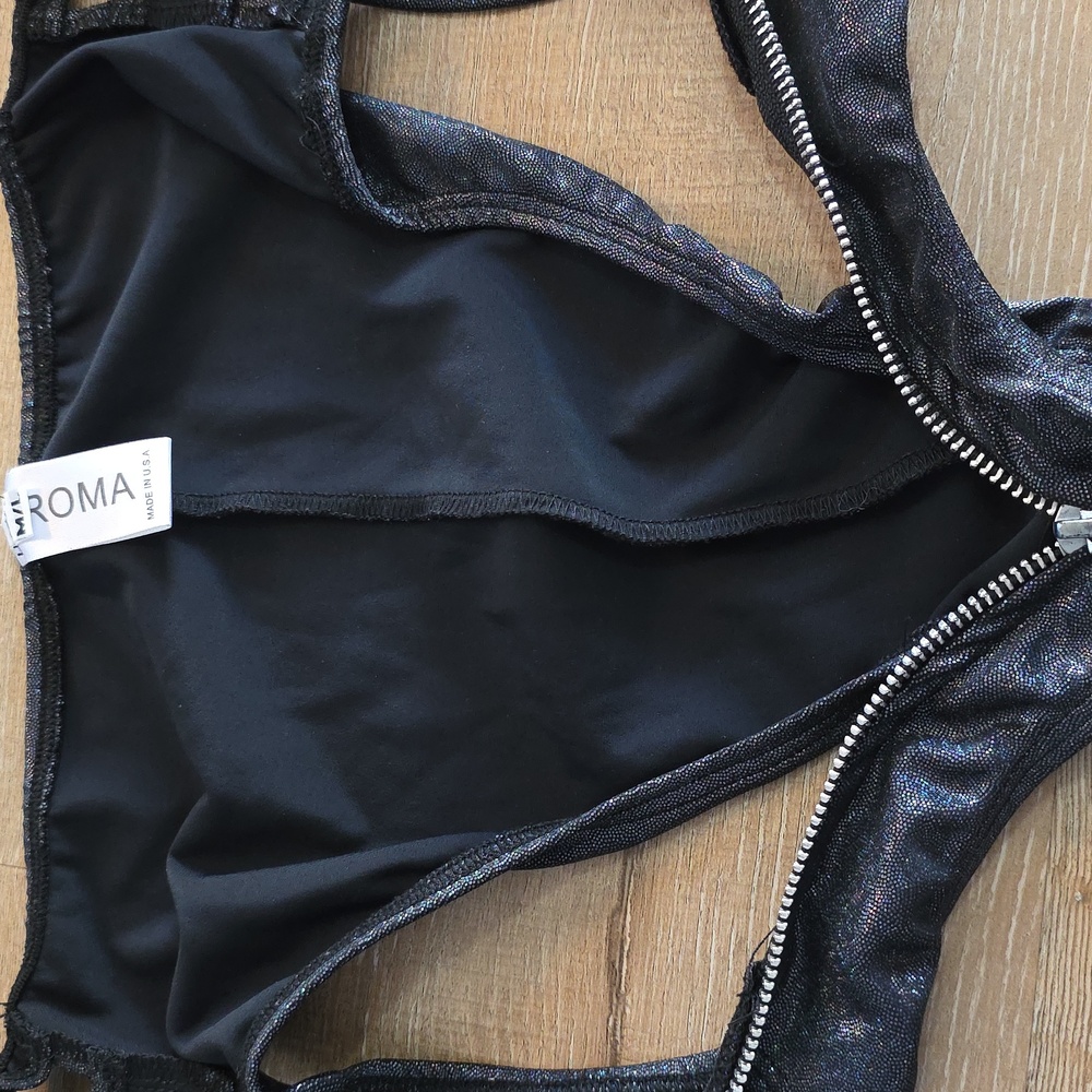 Roma Shimmering Black Woman's Underwear with Zipper - Picture 6 of 6
